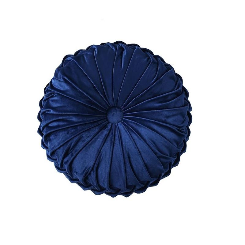 GENERICO - Cojín Redondo Terciopelo Velvet Azul Boho Chic 35 Cm