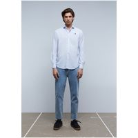 Camisa Vestir Calavera Contraste Skyblue Check