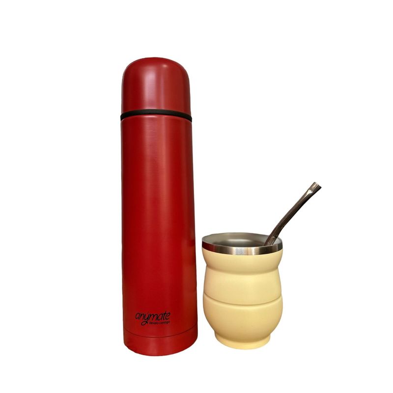 GENERICO - Mate Con Bombilla 160ml + Termo Bala 500ml Anymate