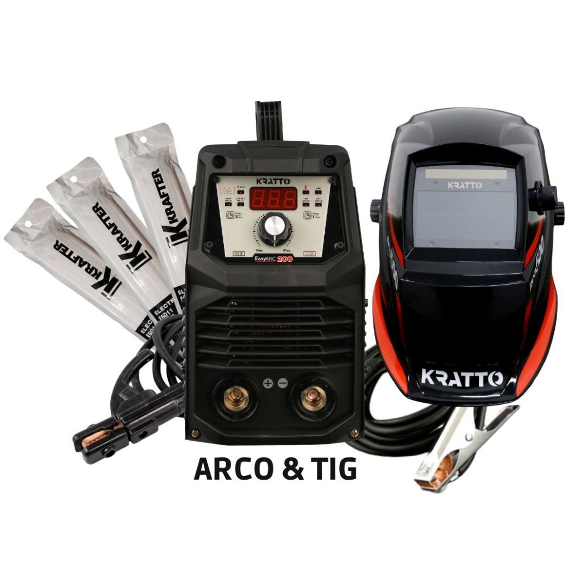 KRATTO - KRATTO2 Soldadora Inverter ARCO y TIG 200A +Mascara Pro+3Kg Electrodos