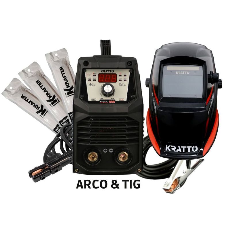 KRATTO - KRATTO2 Soldadora Inverter ARCO y TIG 200A +Mascara Pro+3Kg Electrodos