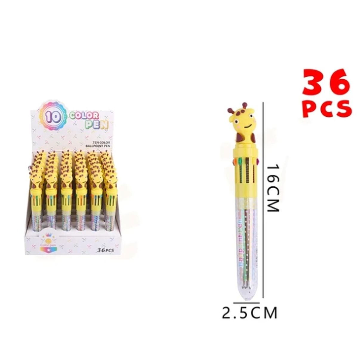 GENERICO - Lapicera Multicolor Jirafa 15525cm 36pcs
