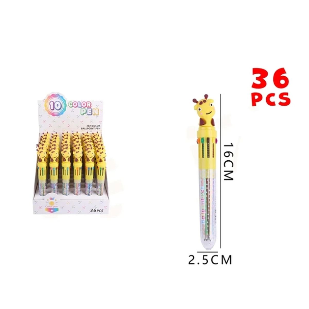 GENERICO - Lapicera Multicolor Jirafa 15525cm 36pcs
