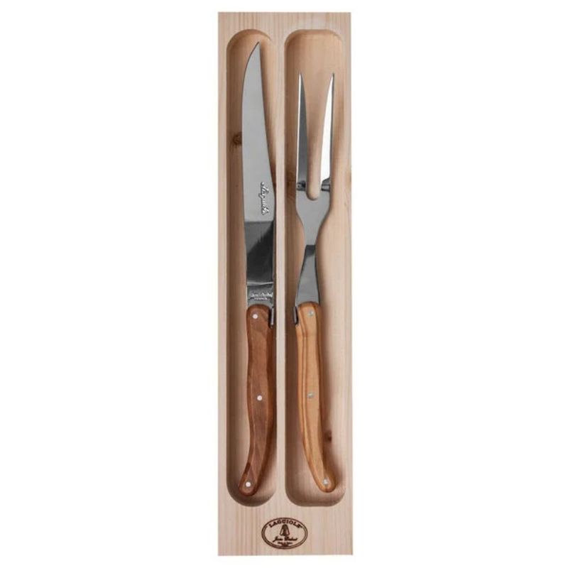LAGUIOLE - Set asado madera olivo
