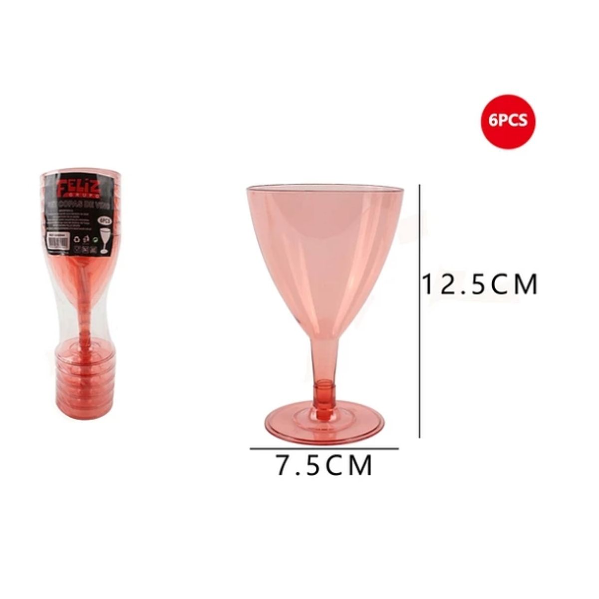 GENERICO - Copas Acrílicas De Vino Rojo 6 Pcs