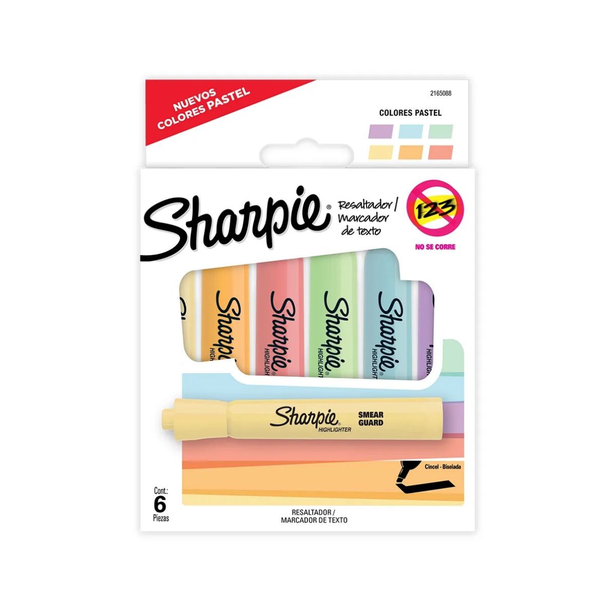 SHARPIE - Destacadores Sharpie Tank 6 Colores Pastel