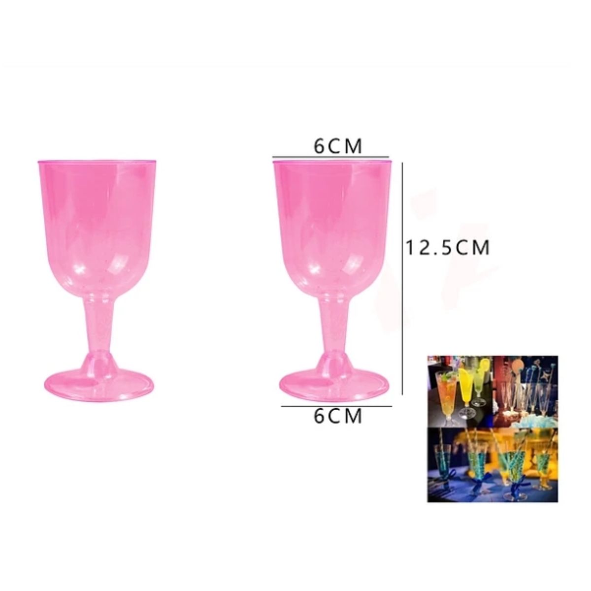 GENERICO - Copas Acrilicas De Vino Tinto Rosado 6 Pcs