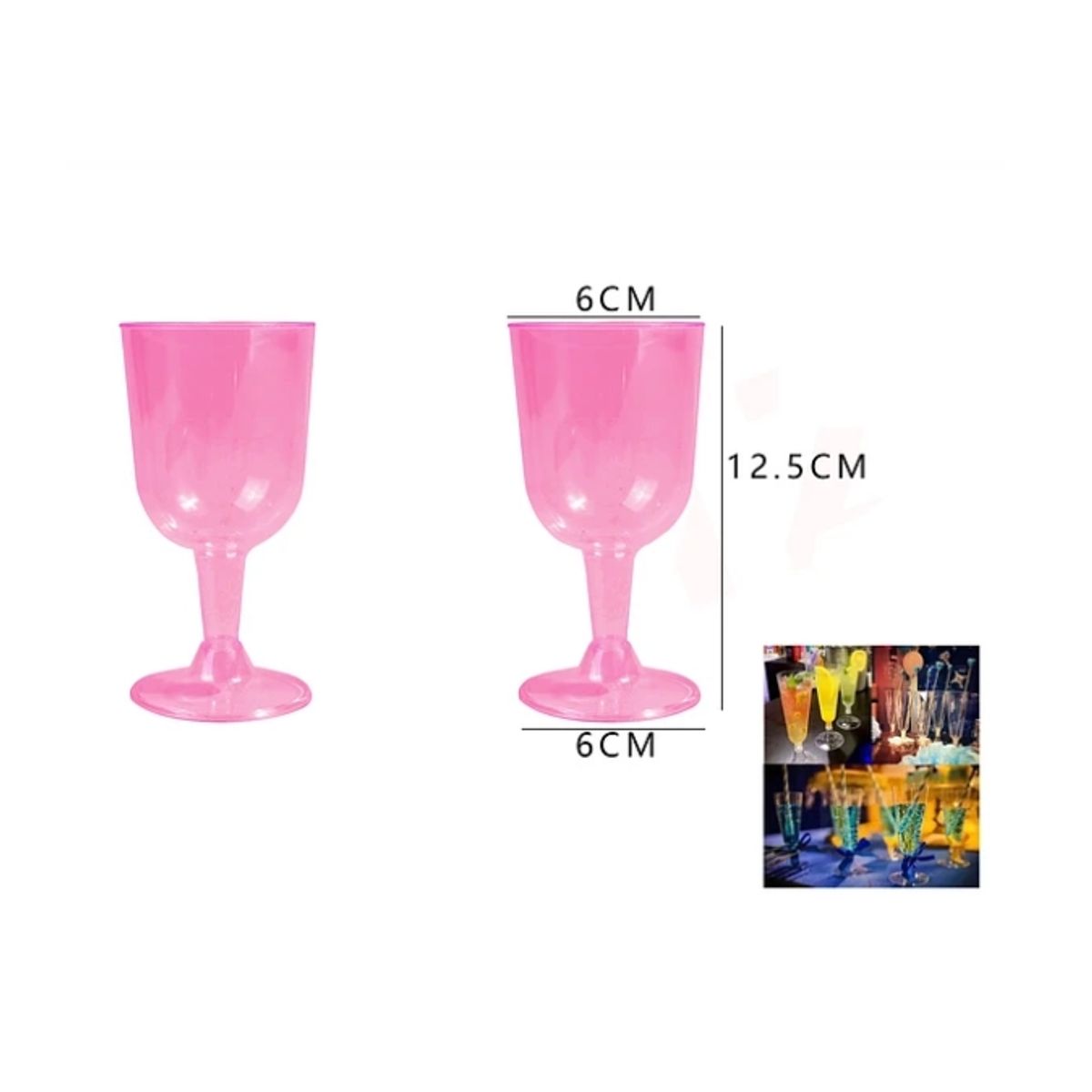 GENERICO - Copas Acrilicas De Vino Tinto Rosado 6 Pcs