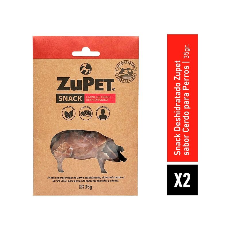 ZUPET - Pack X2 Snack Perro Zupet Deshidratado Cerdo 35 gr