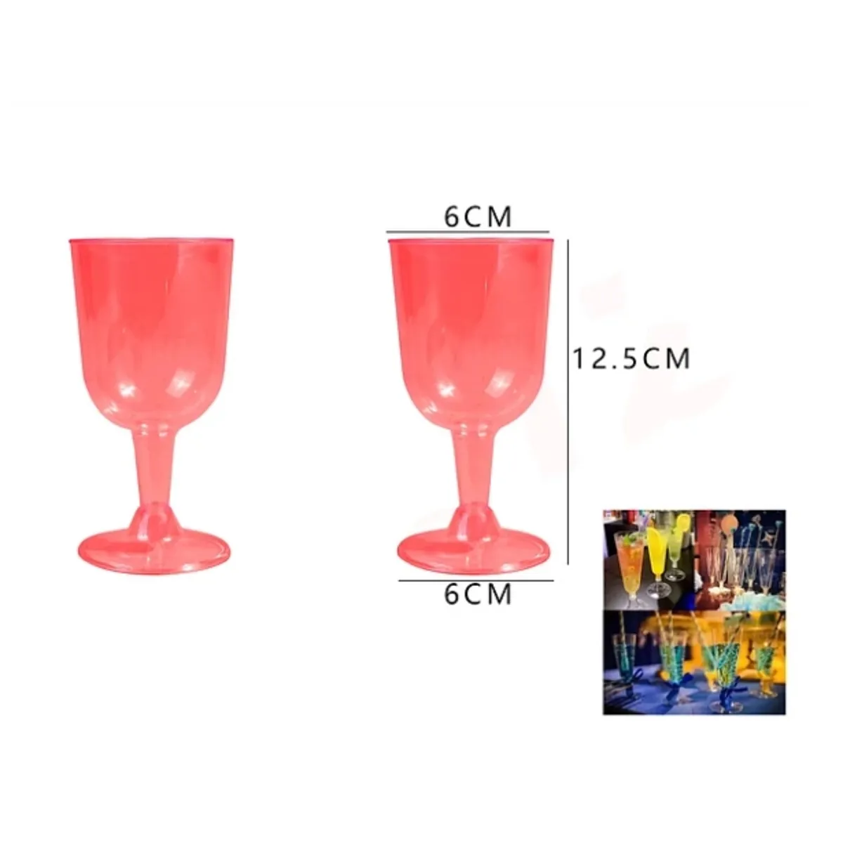 GENERICO - Copas Acrilicas De Vino Tinto Rojo 6 Pcs