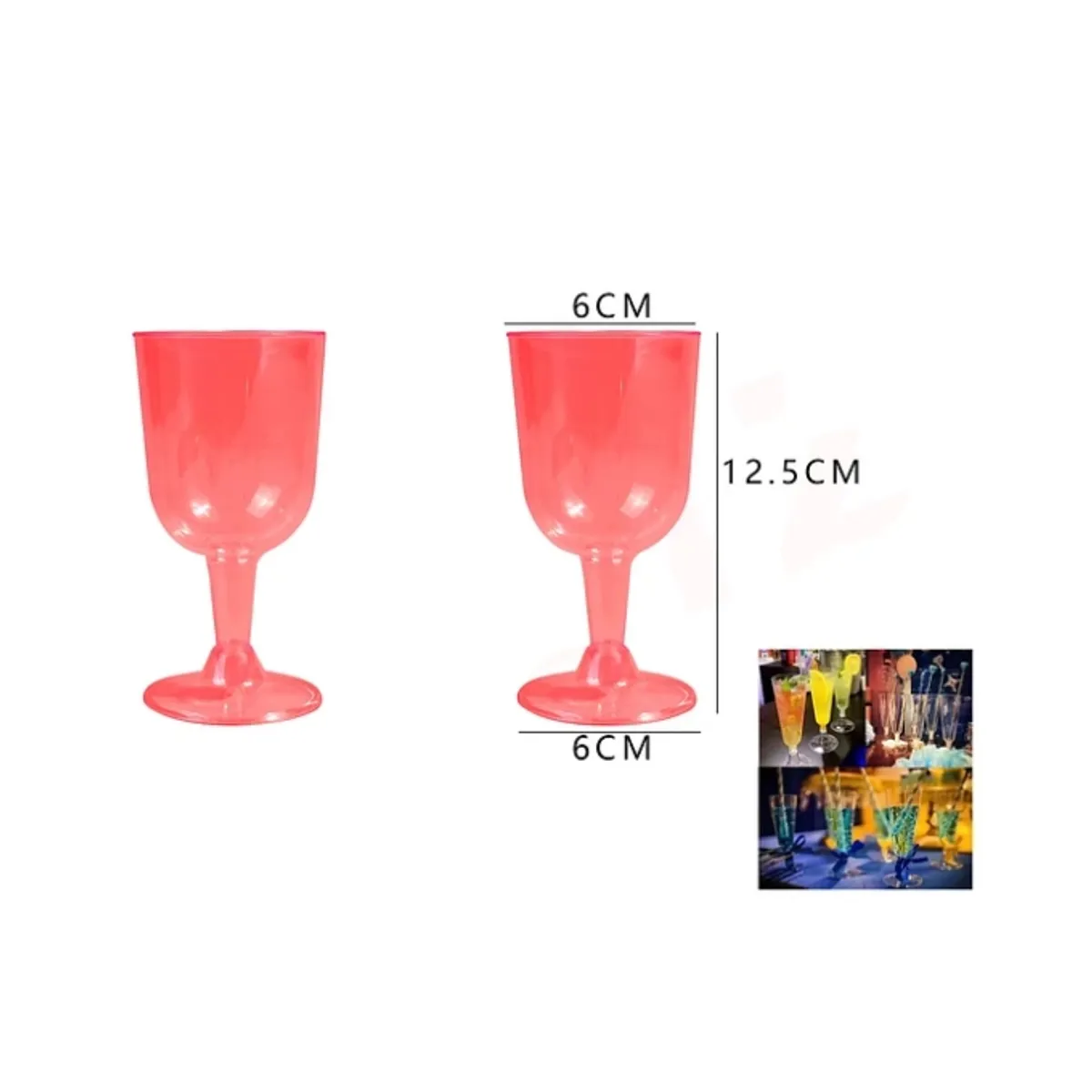 GENERICO - Copas Acrilicas De Vino Tinto Rojo 6 Pcs