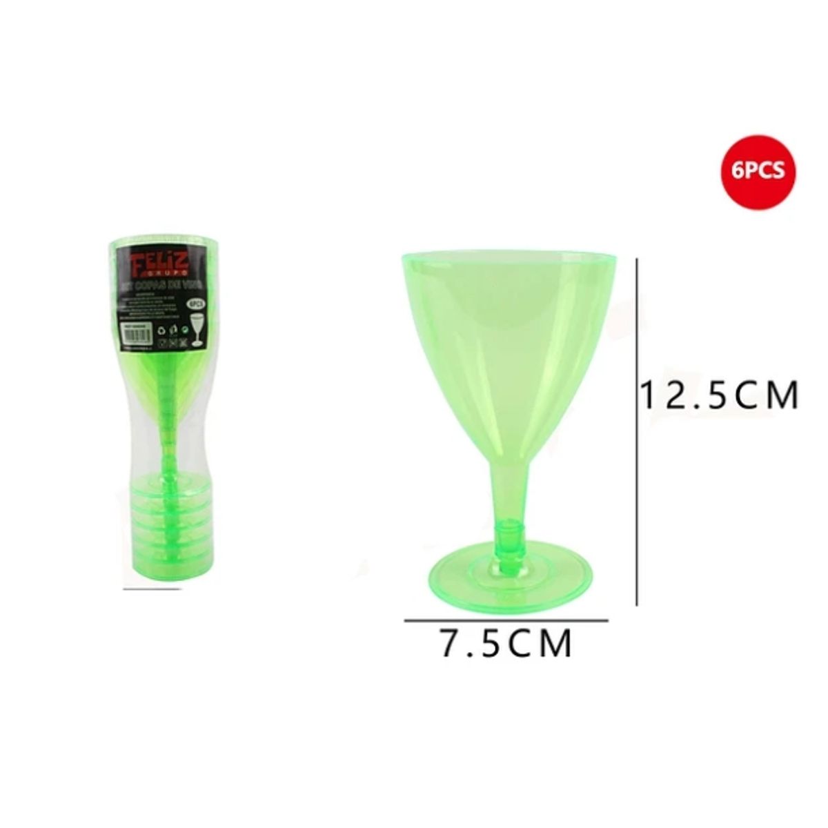 GENERICO - Copas Acrílicas De Vino Verde 6 Pcs