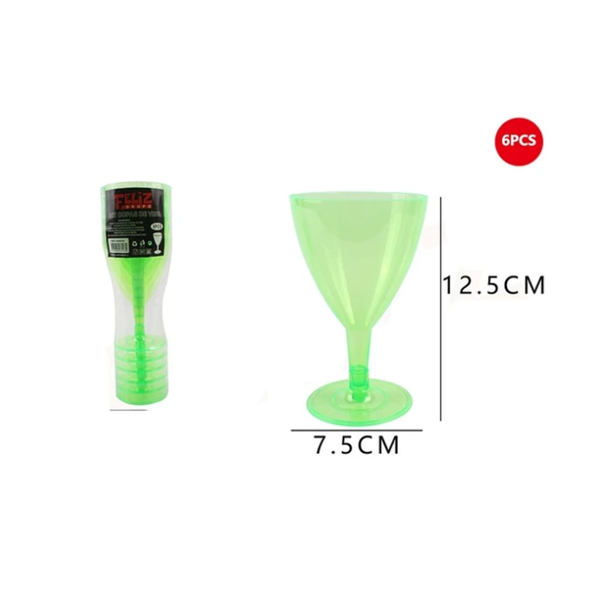 GENERICO - Copas Acrílicas De Vino Verde 6 Pcs
