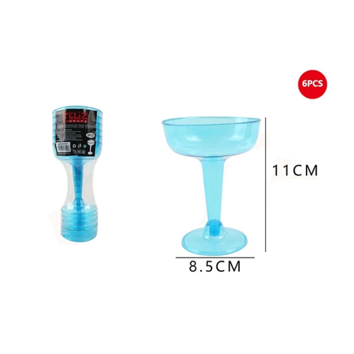 GENERICO - Copas Acrílicas De Champán Celeste 6 Pcs