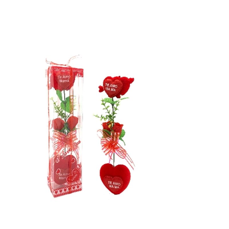 GENERICO - Caja Corazon Base 3 Rosas Te Amo Mama