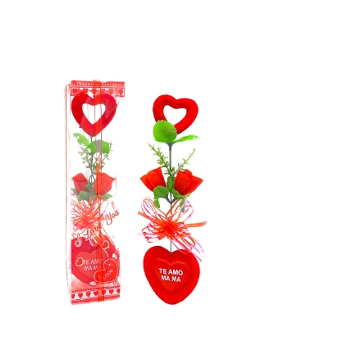 GENERICO - Caja Larga 2 Corazon 2 Rosas Te Amo Mama