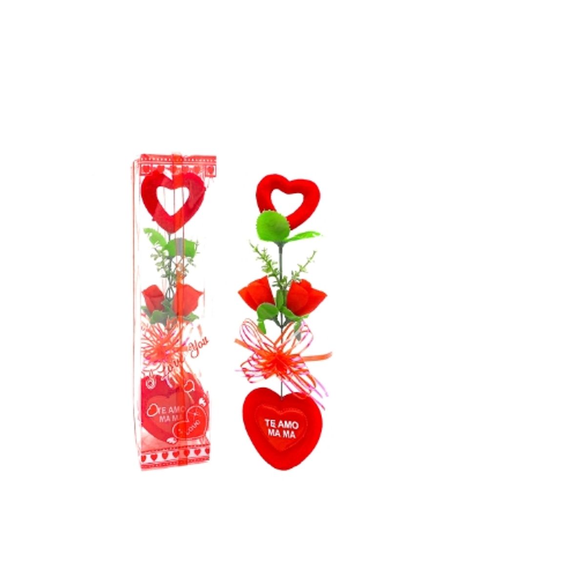 GENERICO - Caja Larga 2 Corazon 2 Rosas Te Amo Mama