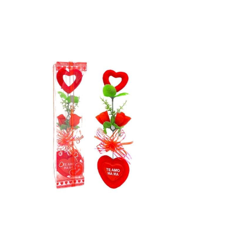 GENERICO - Caja Larga 2 Corazon 2 Rosas Te Amo Mama