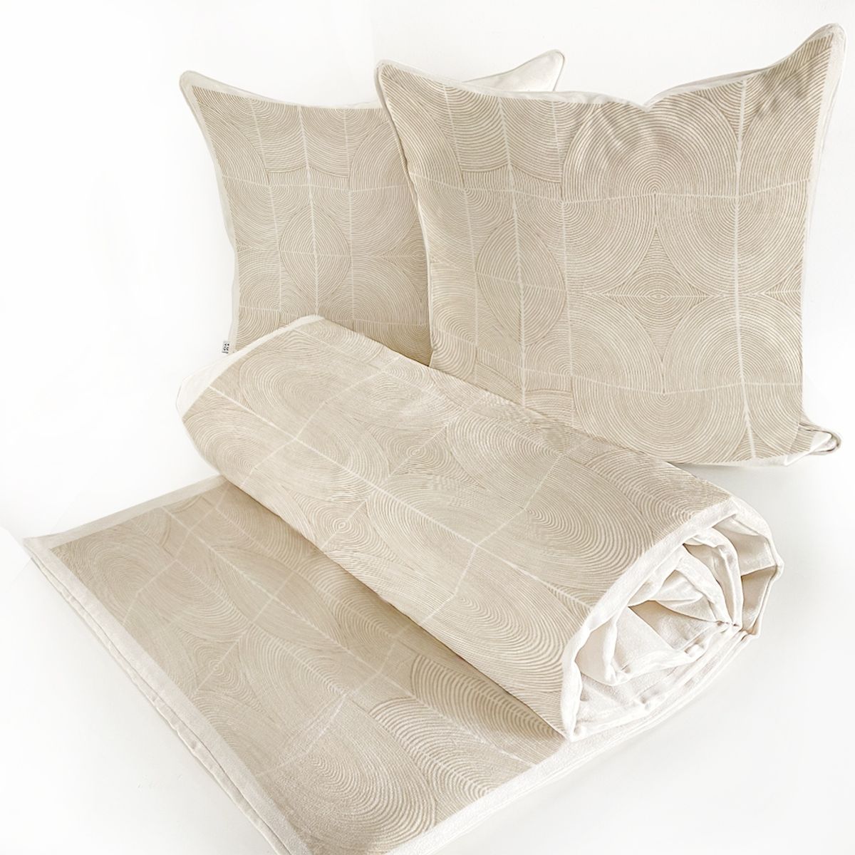 TUYO PRINT - Piecera + 2 cojines - Taupe - 70x200 cm - Tuyo Print