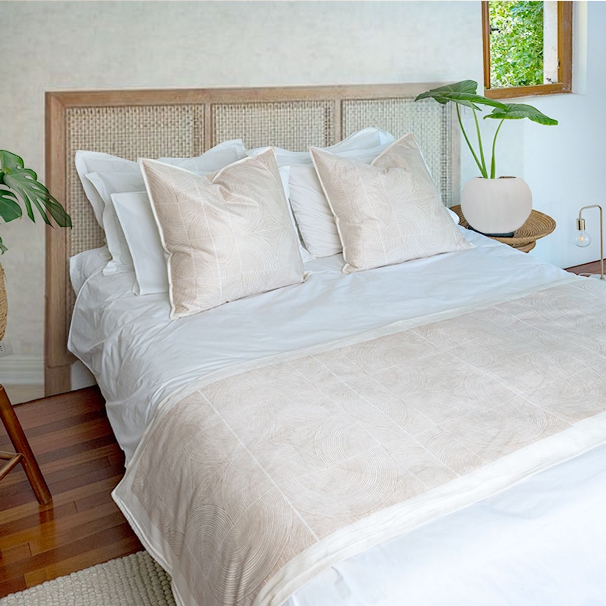 TUYO PRINT - Piecera + 2 cojines - Taupe - 70x200 cm - Tuyo Print