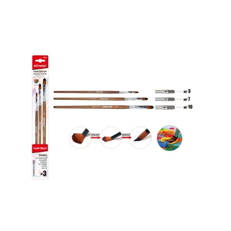 GENERICO - Set Pinceles 3 Tamaños 3 Pcs