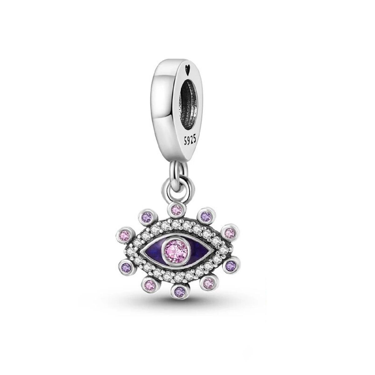SILVER HEART - Charm Ojo Turco de Protección Violeta en Plata 925 SILVER HEART