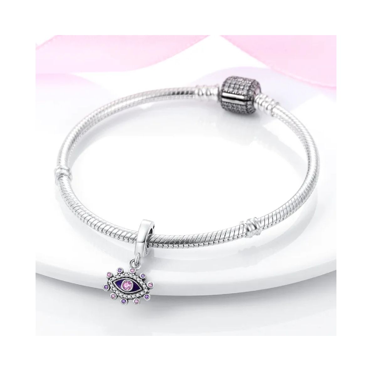 SILVER HEART - Charm Ojo Turco de Protección Violeta en Plata 925 SILVER HEART