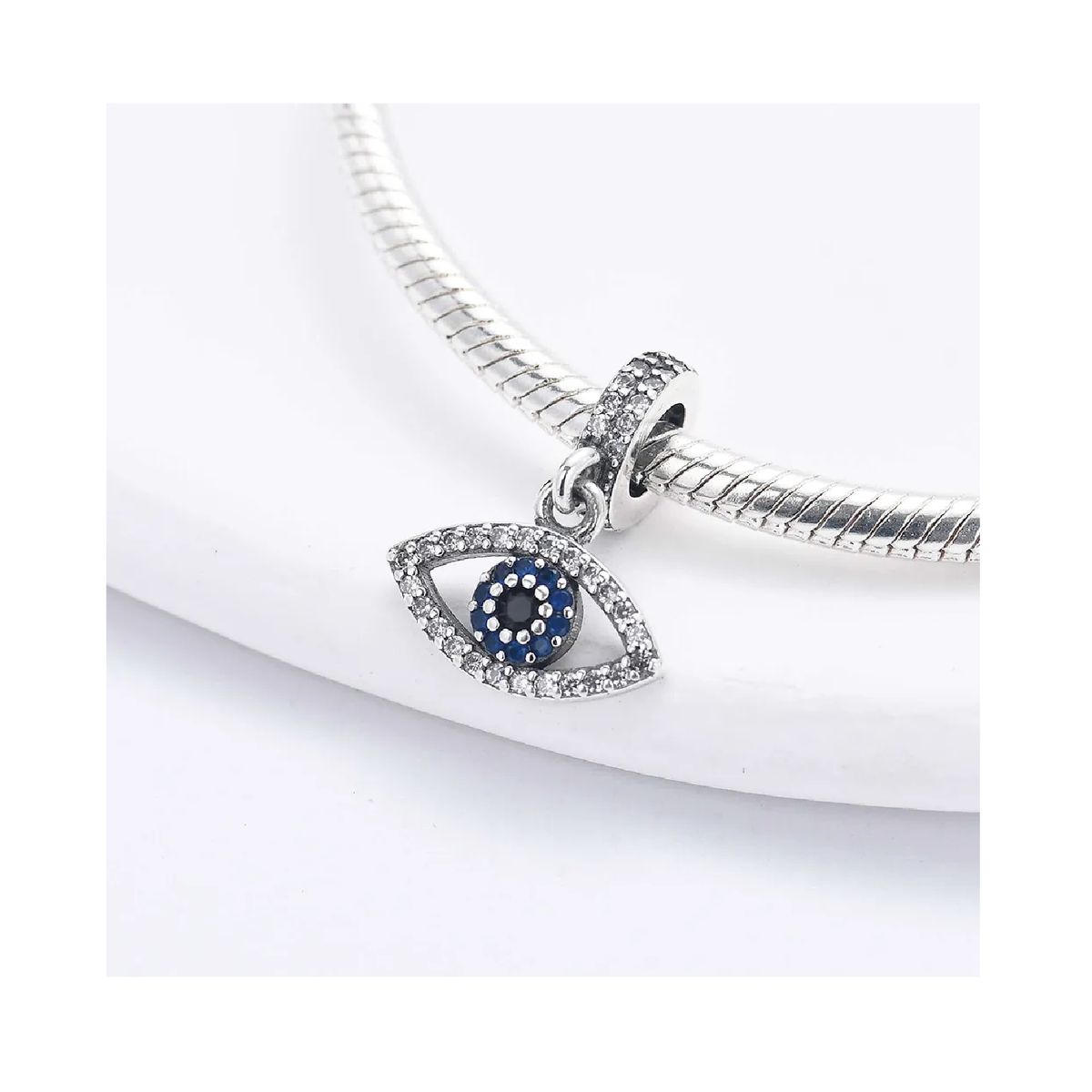 SILVER HEART - Charm Ojo Turco Espiritual y Circones en Plata 925 SILVER HEART