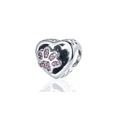 SILVER HEART - Charm Corazón y Huella de Mascota en Plata 925