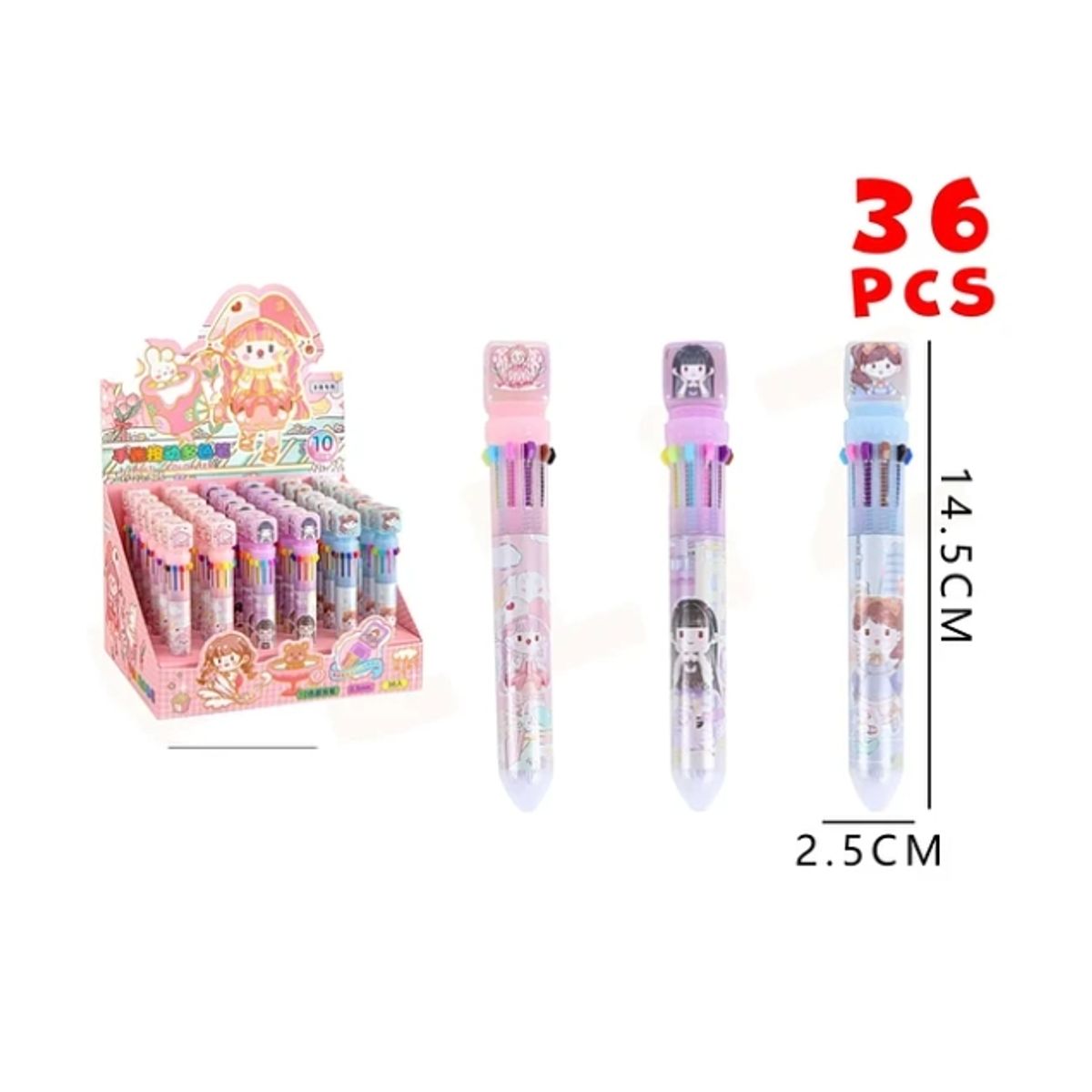 Lápiz Pasta 10 Colores kawaii 2.5*14.5Cm 36Pcs, marca GENERICO - Foto Principal