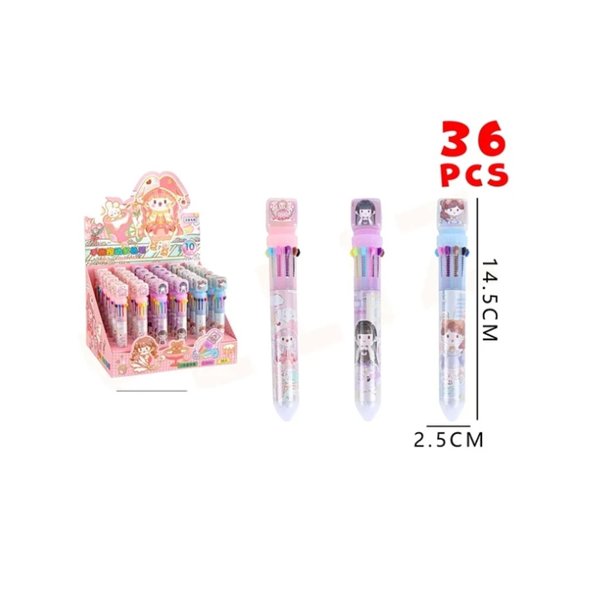 Lápiz Pasta 10 Colores kawaii 2.5*14.5Cm 36Pcs, marca GENERICO - Foto Principal