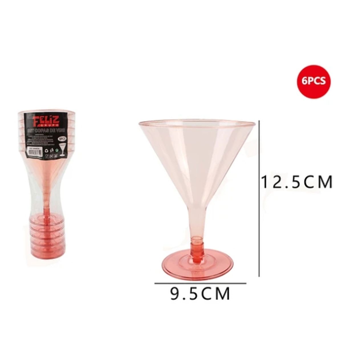 GENERICO - Copas Acrílicas De Cóctel Rojo 6 Pcs