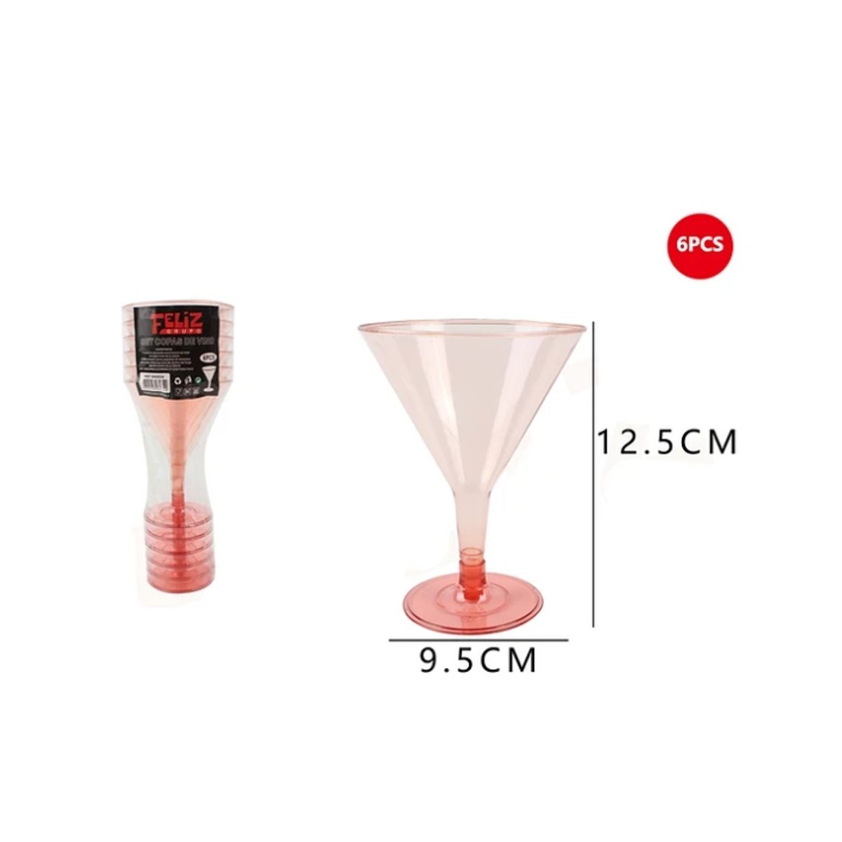 GENERICO - Copas Acrílicas De Cóctel Rojo 6 Pcs