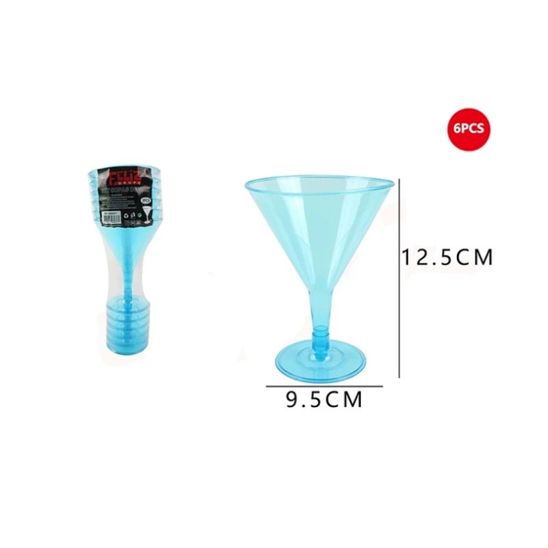 GENERICO - Copas Acrílicas De Cóctel Celeste 6 Pcs