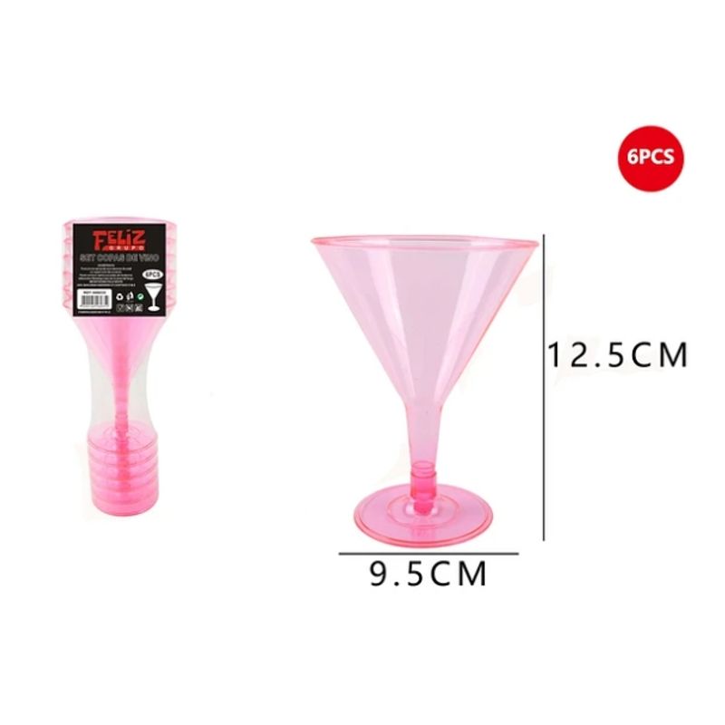 GENERICO - Copas Acrílicas de Cóctel Rosado 6 Pcs