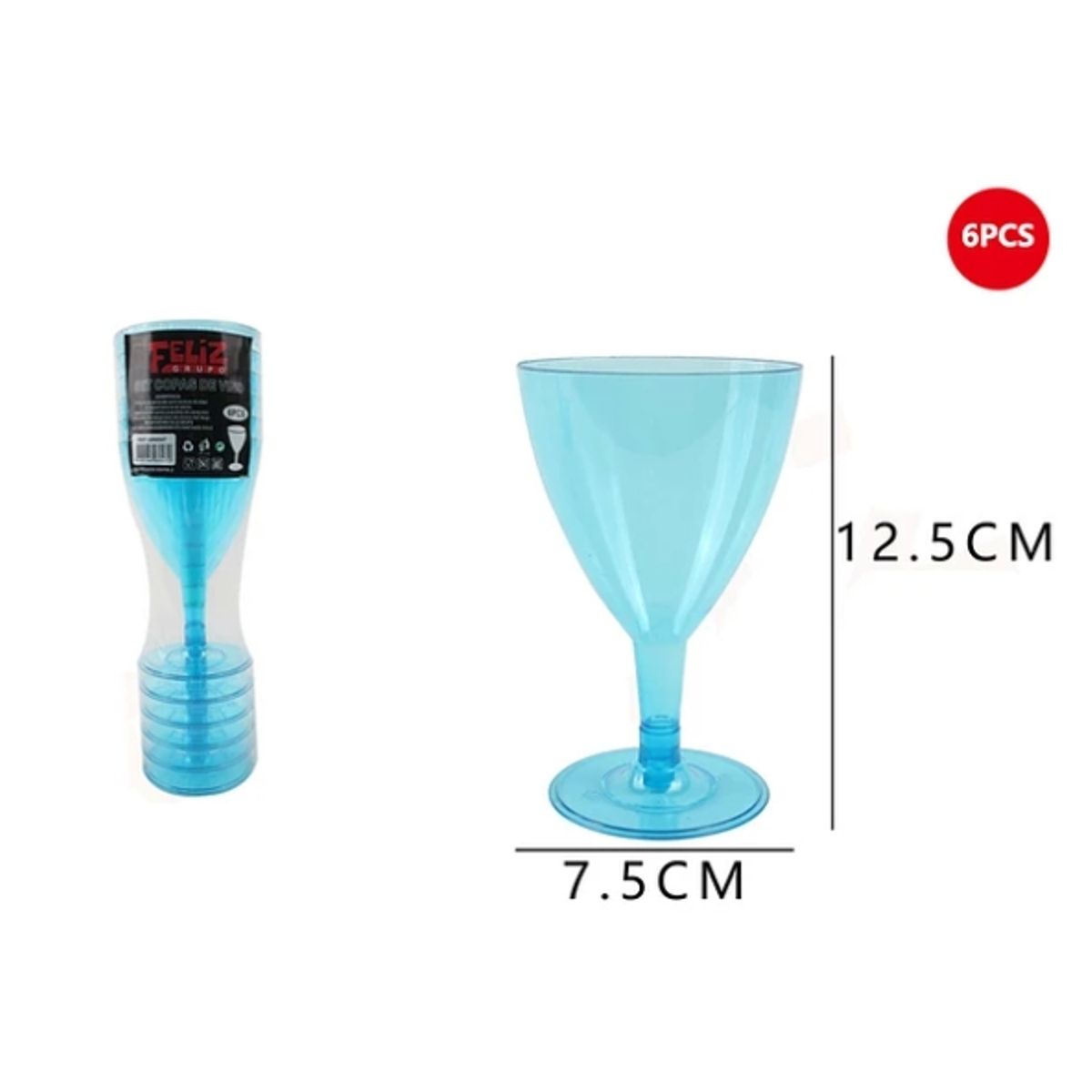 GENERICO - Copas Acrílicas De Vino Celeste 6 Pcs