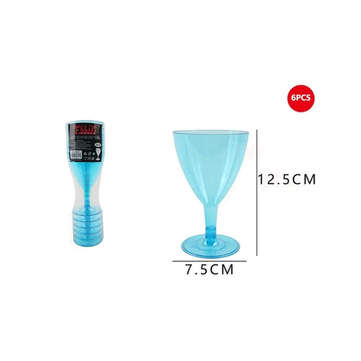 GENERICO - Copas Acrílicas De Vino Celeste 6 Pcs