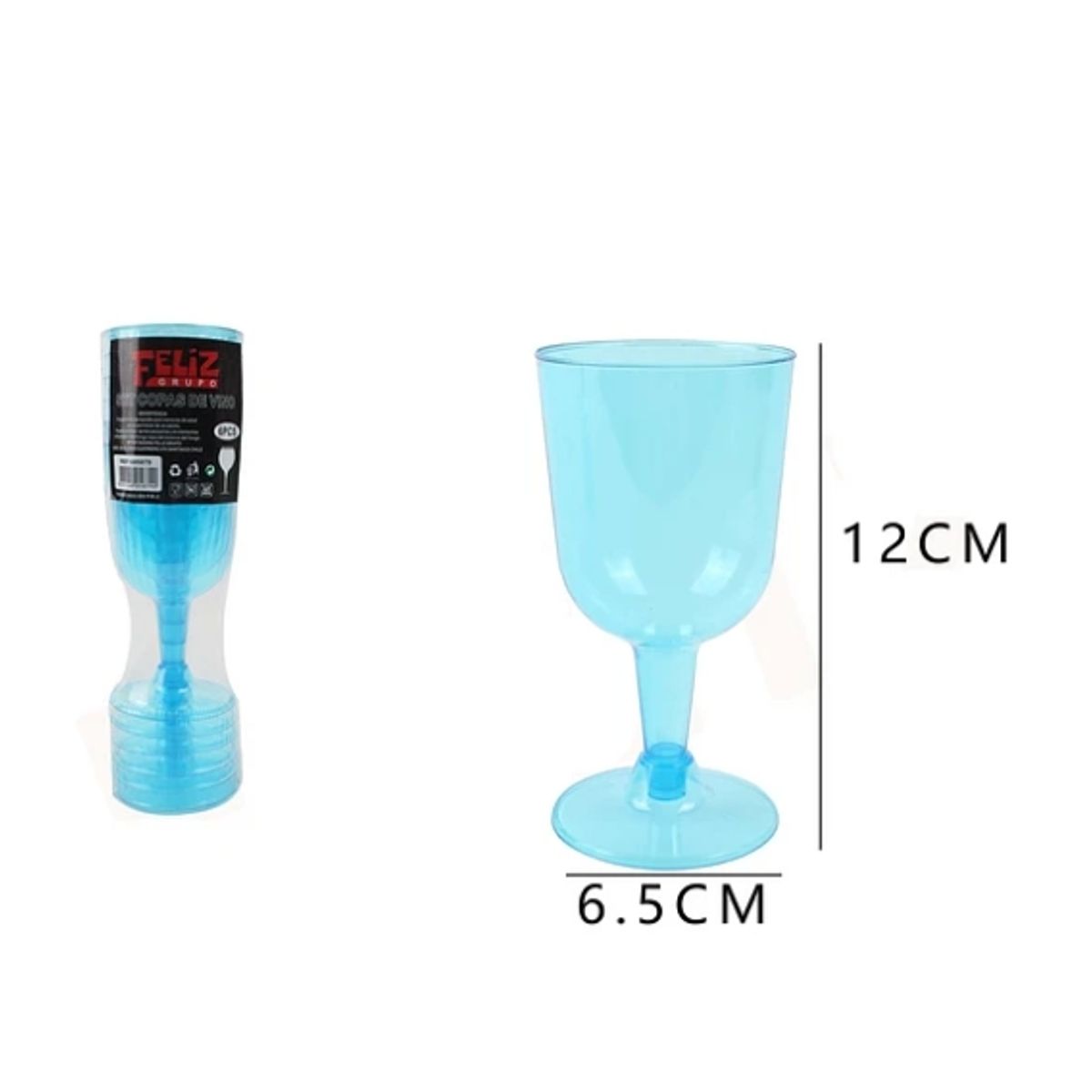 GENERICO - Copas Acrilicas De Vino Tinto Celeste 6 Pcs