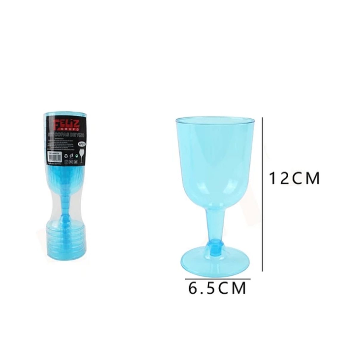 GENERICO - Copas Acrilicas De Vino Tinto Celeste 6 Pcs