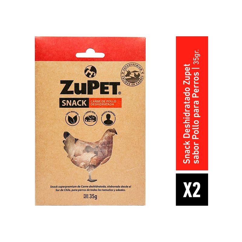 ZUPET - Pack X2 Snack Perro Zupet Deshidratado Pollo 35 gr