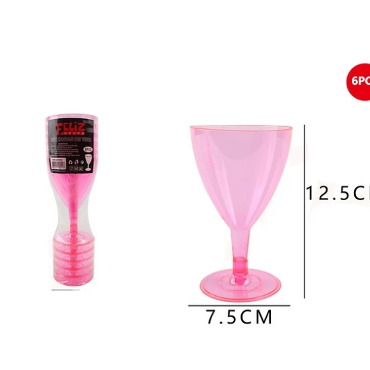 GENERICO - Copas Acrílicas De Vino Rosado 6 Pcs