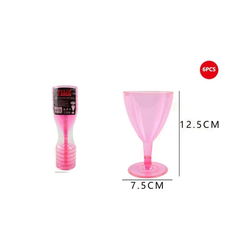 GENERICO - Copas Acrílicas De Vino Rosado 6 Pcs