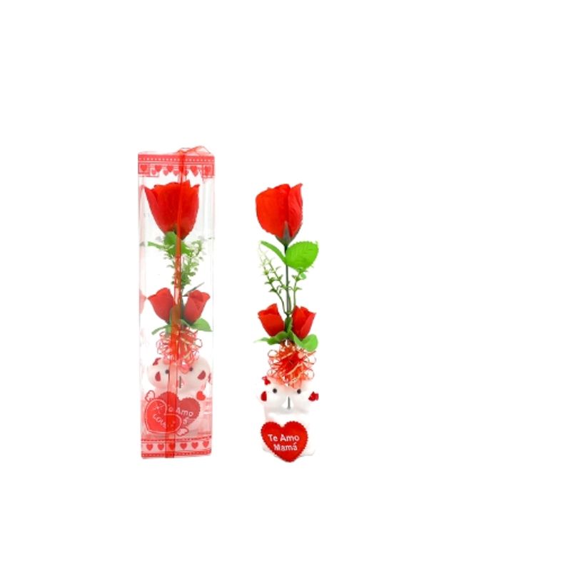 GENERICO - Caja 2 Ositos 2 Rosas Corazon Te Amo Mama