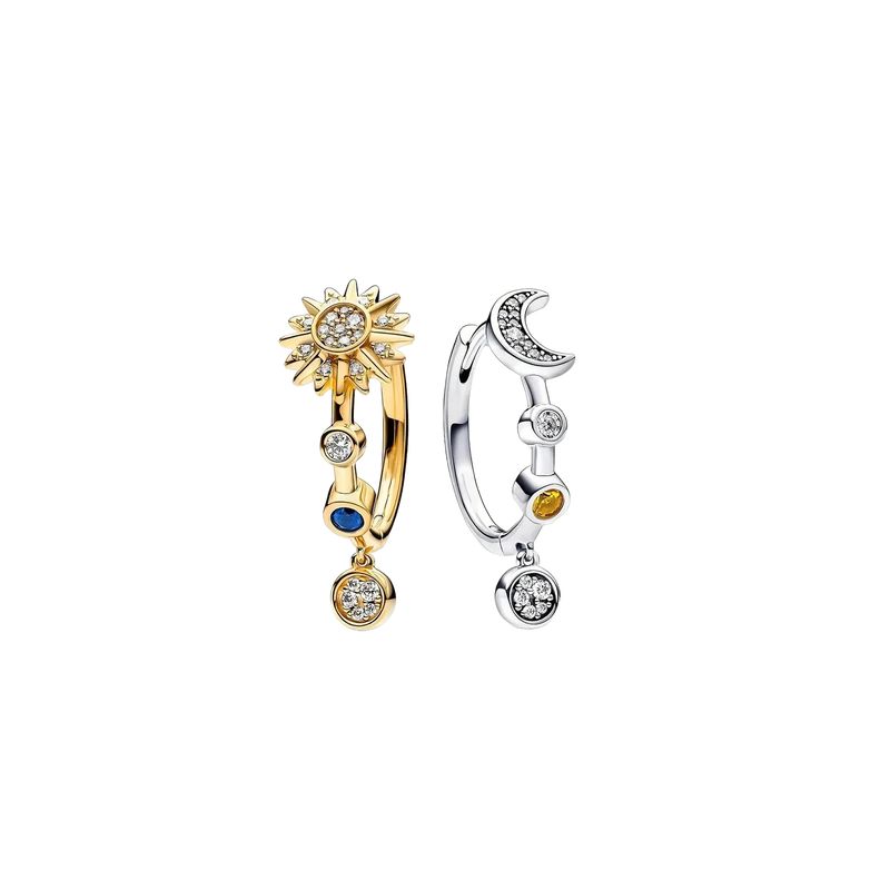 SILVER HEART - Aros Argolla Sol Media Luna Circones Plata 925 SILVER HEART