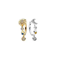 SILVER HEART - Aros Argolla Sol Media Luna Circones Plata 925