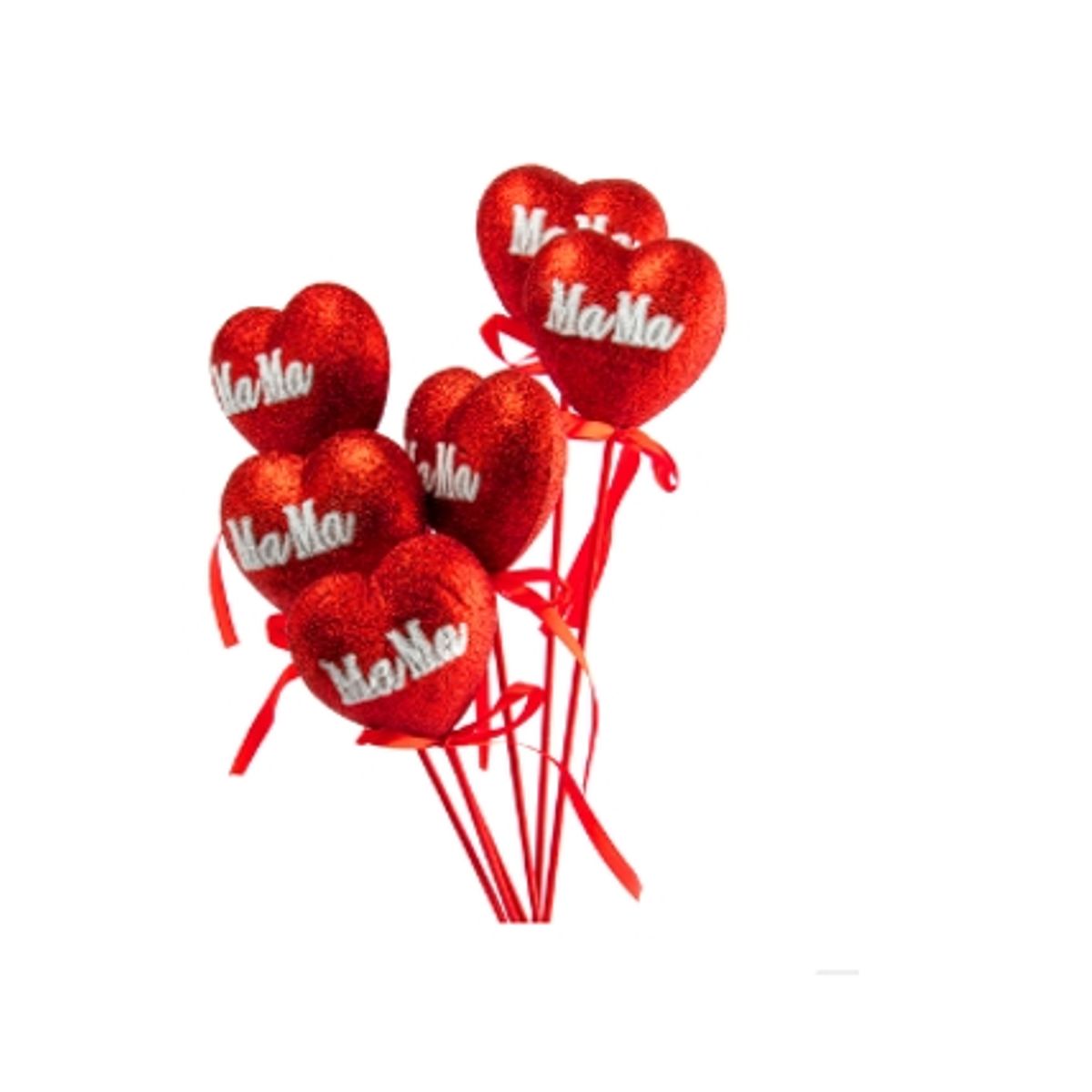 GENERICO - Pack 6 Stick Corazon Glitter Te Amo Mama