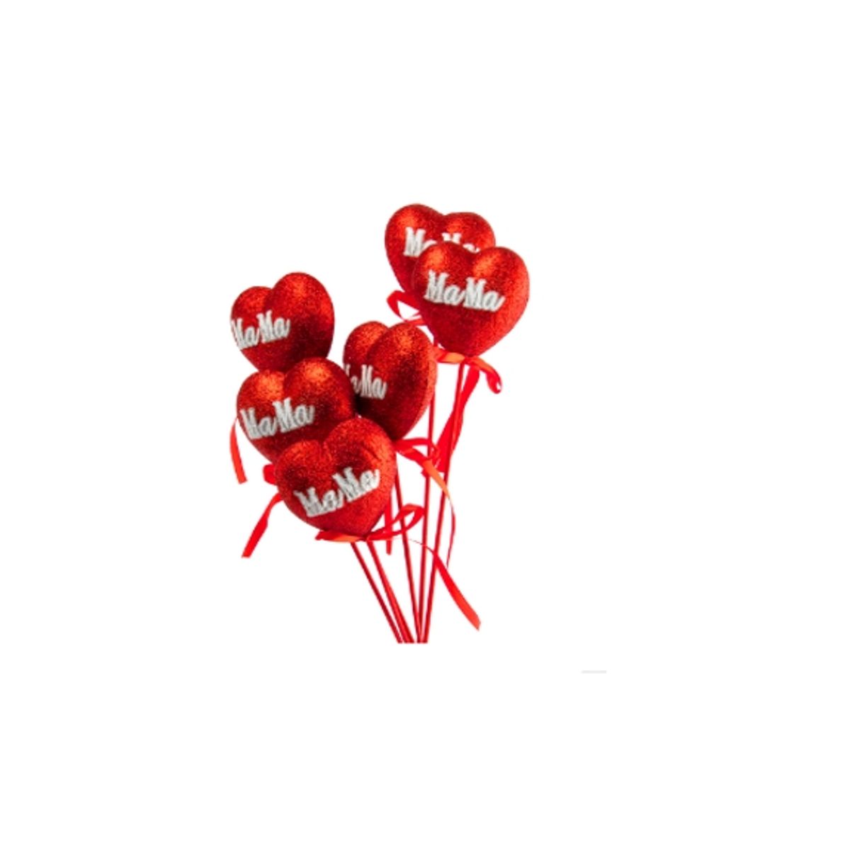 GENERICO - Pack 6 Stick Corazon Glitter Te Amo Mama