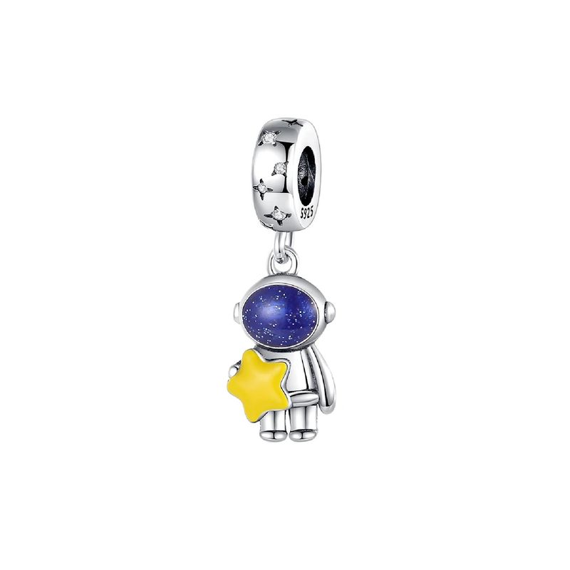 SILVER HEART - Charm Astronauta Y Estrella Amarilla en Plata 925 SILVER HEART