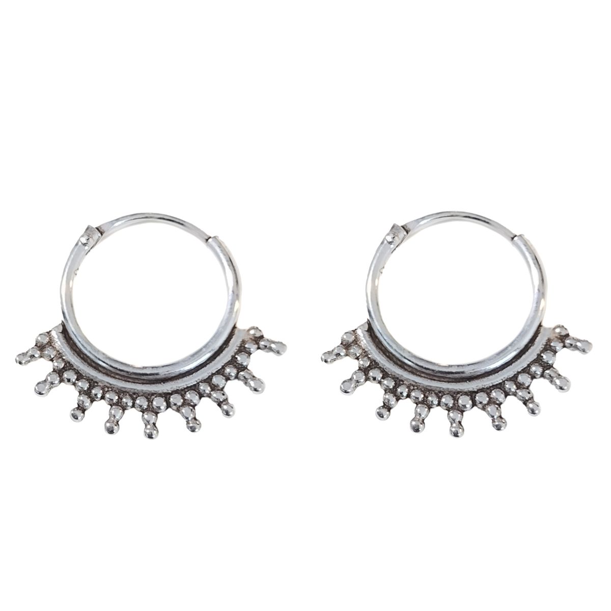 ANDREA COGGIOLA JOYAS - Aros Argolla Étnica Puntitos Plata Fina 925