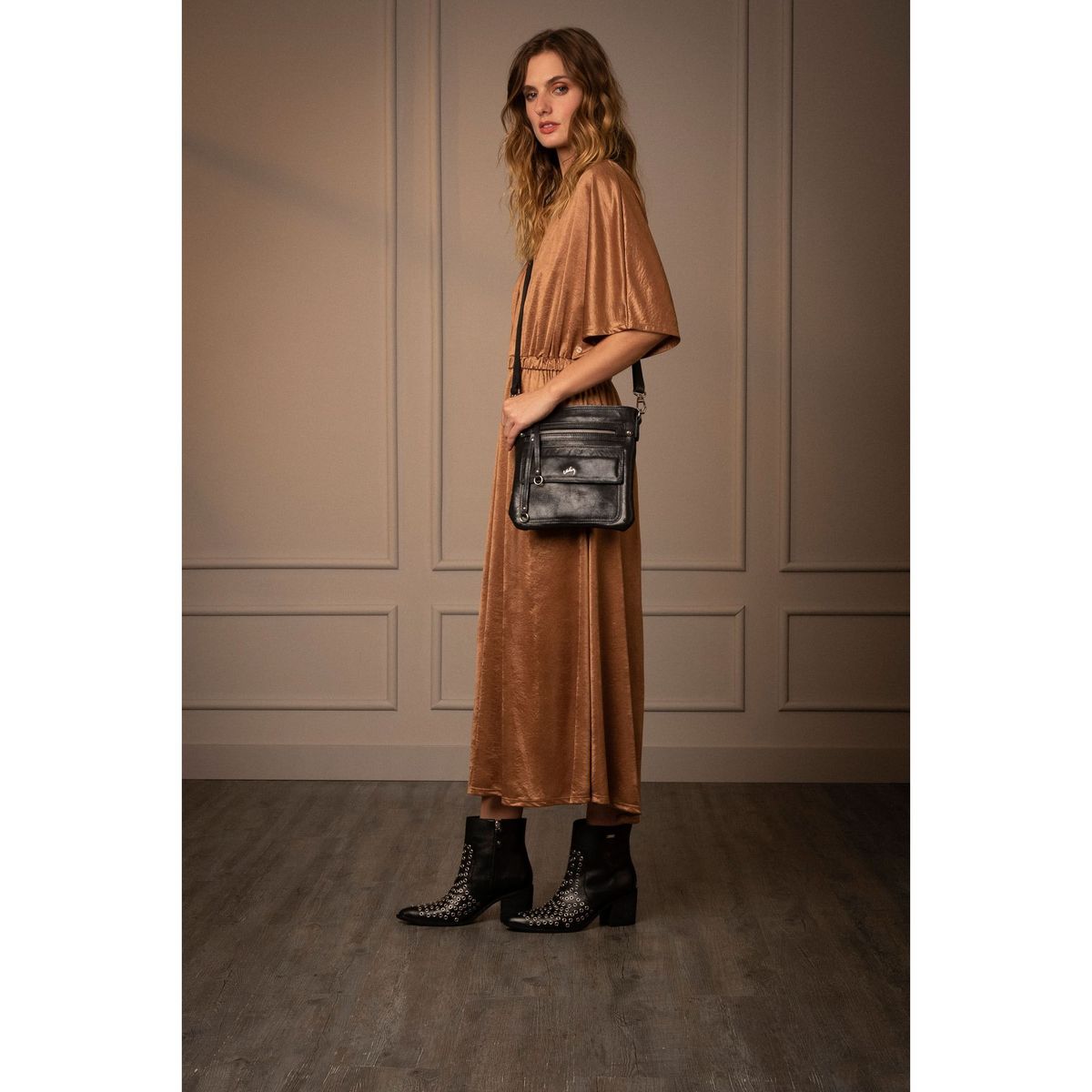 VELEZ - Vélez Cartera Bandolera Mocasino Cuero Mujer Multifuncional Negro